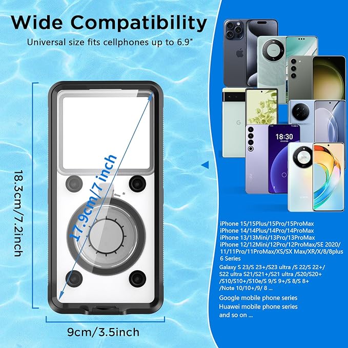 Vazico Waterproof Phone Case,Universal Shelf-Check Function Underwater Pouch Dry Bag Beach Travel Essentials Tech Gadgets Gifts for iPhone 15 14 13 11 12